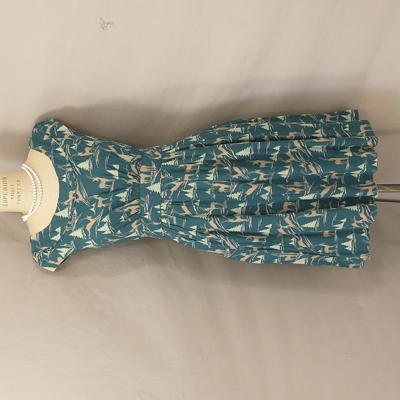 Emily and Fin Dresses & Skirts - Quality Midi Dress Deer Forest Print Feminine Cap Sleeve Emily and Fin London UK